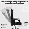 Gaming Stuhl Schwarz ergonomisch mit Fußstütze, Kopfstütze & Lendenwirbelstütze Bild 4
