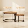 HOMCOM Couchtisch Runde Beistelltisch Kaffeetisch im Industrie-Stil mit Metallgestell (Set, 2-St, 2er-Set), für Wohnzimmer, Schlafzimmer, 60 x 60 x 45 cm, Braun Bild 3
