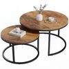 HOMCOM Couchtisch Runde Beistelltisch Kaffeetisch im Industrie-Stil mit Metallgestell (Set, 2-St, 2er-Set), für Wohnzimmer, Schlafzimmer, 60 x 60 x 45 cm, Braun Bild 2