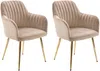 Vente-unique - ELEANA Stuhl Samt Beige - B 59 cm x H 82 cm x L 58 cm Bild 2