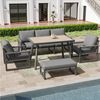 HAUSS SPOLE Gartenlounge-Set Outdoor Sofa Set 6 Sitzer Geflochtenes Seil Pflegeleichte Kissen Tisch, (Gartenmöbel Set Outdoor mit großem Esstisch), Hochwertigen Sitzkissen & Rückenkissen Bild 2