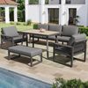 HAUSS SPOLE Gartenlounge-Set Outdoor Sofa Set 6 Sitzer Geflochtenes Seil Pflegeleichte Kissen Tisch, (Gartenmöbel Set Outdoor mit großem Esstisch), Hochwertigen Sitzkissen & Rückenkissen Bild 3