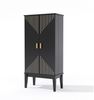 Yorbay Mehrzweckschrank Vintage Küchenschrank mit verbreitert Fundament&Kipp-Schutzvorrichtung Vintage-Stil Aufbewahrungsschrank, 120X59X30cm, Schwarz Bild 2