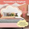 PXloue Polsterbett Kinderbett Jugendbett (Kopfteil hochstellbar), Doppelbett,Wolkenförmiges Kopfteil,mit LED und Lattenrost,90x200cm Bild 2