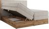 Boxspringbett, Set mit zwei Multipocket-Matratze und Topper, hohe Kopfteil, Eiche Wotan Holzrahmen - WOOD CLASSIC KING - 140 x 200 cm - Beige Cord - H3 Bild 5