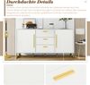 Sideboard in Weiß mit Chevron-Türen, 3 Schubladen und verstellbaren Regalen, vielseitige Aufbewahrung für Küche, Wohnzimmer Bild 5