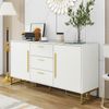 Sideboard in Weiß mit Chevron-Türen, 3 Schubladen und verstellbaren Regalen, vielseitige Aufbewahrung für Küche, Wohnzimmer Bild 2