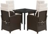 vidaXL 5-tlg. Garten-Essgruppe mit Kissen Braun Poly Rattan 3212341 Bild 2