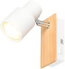 Wandstrahler PIERRE mit Schalter, Metall Weiß & Holz, Breite 6cm Bild 2