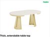 MEBLINI Esstisch Rund Ausziehbar aus Metall - 100-176x76 cm - CONEY - Kaschmir/Golden - Loft - Esszimmertisch Modern - Küchentisch - Ausziehtisch - Round Dining Table Bild 2