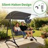 M MCombo 3-Sitzer Hollywoodschaukel mit Liegefunktion, 3 Extradickem Sitzkissen & Silent-Haken, Ruhige Gartenschaukel bis 300kg Belastbar, Schaukelbank Outdoor Wetterfest 4025 (grau) Bild 5