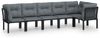 vidaXL 6-tlg. Garten-Lounge-Set Schwarz und Grau Poly Rattan 3187755 Bild 2