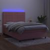 vidaXL Boxspringbett mit Matratze & LED Rosa 140x190 cm Samt 3136124 Bild 4