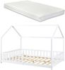 Hausbett Hesel, Kinderbett, Lattenrost und Matratze, Weiß, 120x200 cm Bild 2