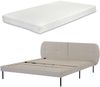 Polsterbett Porvoo mit Matratze Samt 160x200 cm Beige [en. casa] Bild 2