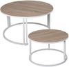 DRW Set mit 2 Couchtischen aus Holz und Metall in Weiß und Eiche, 80x43 und 60x38 cm, 80x43 y 60x38 cm Bild 1