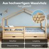 Bellabino 'Abia' Hausbett 90x200 cm mit 2 Schubladen, natur, Kiefer Massivholz, Montessori Kinderbett mit Stauraum, inkl. Rausfallschutz und Lattenrost Bild 4