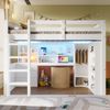 Hochbett Kinderbett 140x200 Weiß mit LED Beleuchtung Schreibtisch Kleiderschrank Schubladen Stauraum Bild 4