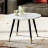 Couchtisch 60 x 60 x 41 cm mit Marmor Optik Weiß Modern, Design Wohnzimmertisch mit Metall-Gestell, Sofatisch Rund Tisch, Beistelltisch Wohnzimmer Bild 2