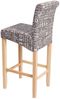 Barhocker HWC-C33, Barstuhl Tresenhocker, Holz MVG-zertifiziert ~ Schriftzug, grau, helle Beine, Stoff/Textil Bild 4
