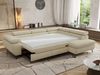 MKS Möbel 'Pablo L-Form' Ecksofa mit Schlaffunktion, verstellbare Kopfstützen, Creme, Struktur, Visco Topper, Rechts Bild 4