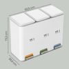 SONGMICS HOME Abfalltrenner mit 3 x 15L Inneneimern, Pedal-Mülleimer aus Stahl, Küche, Deckel, weiß Bild 5