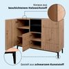 KHG Kommode groß mit 10 Fächern & 3 Drehtüren modern, aus Holzwerkstoff Holzoptik lackiert, Gestell & Akzente in schwarz - 120 x 90 x 42 cm (B/H/T) Bild 2