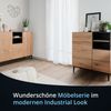 KHG Kommode groß mit 10 Fächern & 3 Drehtüren modern, aus Holzwerkstoff Holzoptik lackiert, Gestell & Akzente in schwarz - 120 x 90 x 42 cm (B/H/T) Bild 3