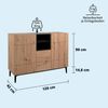 KHG Kommode groß mit 10 Fächern & 3 Drehtüren modern, aus Holzwerkstoff Holzoptik lackiert, Gestell & Akzente in schwarz - 120 x 90 x 42 cm (B/H/T) Bild 5