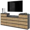 Furnica Kommode GABRIEL 4+6+4 Schubladen-Anthrazit Grau H92cm B220cm T33cm Bild 5
