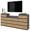 Furnica Kommode GABRIEL 4+6+4 Schubladen-Anthrazit Grau H92cm B220cm T33cm Bild 4