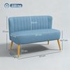 HOMCOM 2-Sitzer Zweisitzer, Loveseat mit Leinenoptik, Doppelsofa mit Holzbeine, Polstersofa 1 Teile, für Wohnzimmer, Blau Bild 3