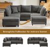 Big-Sofa mit Rückenkissen, Zierkissen, loser Rückenkissen und Zierkissen, 5-Sitzer Sofa, Leinen Bezug Bild 4