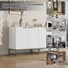 Weißes Sideboard Modern 160cm Breit Mit Wellenmuster Front Stabile Aufbewahrungskommode Für Wohnzimmer Schlafzimmer Mit Metallscharnieren Und Integrierten Schutzfüßen Stylisches Aufbewahrungsmöbel Mit Hoher Traglast, 80cmx40cmx160cm, Weiß Bild 5