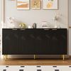 Merax Sideboard 160×80×40 cm, Kommode mit 4 Türen Goldene Gebürstete Griffe und Hochglanz Tischbeine Komodenschrank, Schwarz Bild 3