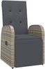vidaXL Garten-Liegestuhl mit Auflage, Polyrattan, 106 x 69 x 57 cm, Grau Bild 2