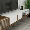 Dmora Fernsehschrank Jakuchu, Ständer für Wohnzimmerfernseher, Niedriges Wohnzimmer-Sideboard, TV-Ständerbasis, 180x35h40 cm, Walnuss und Weiß Bild 5