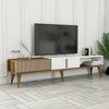 Dmora Fernsehschrank Jakuchu, Ständer für Wohnzimmerfernseher, Niedriges Wohnzimmer-Sideboard, TV-Ständerbasis, 180x35h40 cm, Walnuss und Weiß Bild 4
