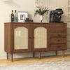 Sideboard im Landhausstil mit Rattantüren – 130 x 75,5 x 40 cm – Magnetverschluss, verstellbare Einlegeböden, stabile Struktur – Elegantes und Vielseitiges Design Bild 4
