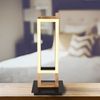LED Tischleuchte, Holzoptik, 2 flammig, opal, H 50cm Bild 3