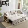 3-Sitzer Schlafsofa Samt mit Ottomane Bettfunktion Stauraum USB Anschluss Rollen Wohnzimmer Sofa Beige Bild 2