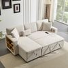 3-Sitzer Schlafsofa Samt mit Ottomane Bettfunktion Stauraum USB Anschluss Rollen Wohnzimmer Sofa Beige Bild 4