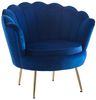Muschelsessel Dunkelblau 76 x 76 cm Samt mit Metallbeinen in Chrom Goldfarben Bild 2