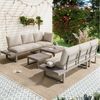 Flieks Gartenlounge-Set, 6-Sitzer Gartenmöbel 2 Tisch, Ecksofa mit 5-stufig-Neigungsfunktion Bild 3
