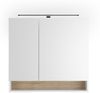 Badezimmerspiegelschrank >Denver< LED, Steckdose, weiß matt / evoke eiche dekor - 80x75x22 (BxHxT) Bild 3