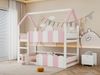 Merax Etagenbett 90*200 cm, Kinderbett Jugendbett Hausförmiges Design mit erhöhten Sicherheitsgeländern. Das Obere Bett verfügt über Einen Lattenrost. Rosa Bild 5