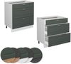 Küchenunterschrank Fame-Line Grün-Gold Landhaus 80 cm mit 3 Schubladen, ohne Arbeitsplatte Vicco Bild 5