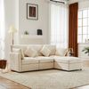 Modulares Ecksofa 216 x 161 x 81 cm in Beige mit Hocker und 4 Kissen – Chenille-Sofa für 3–4 Personen Bild 2