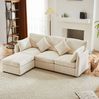 Modulares Ecksofa 216 x 161 x 81 cm in Beige mit Hocker und 4 Kissen – Chenille-Sofa für 3–4 Personen Bild 5