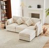 Modulares Ecksofa 216 x 161 x 81 cm in Beige mit Hocker und 4 Kissen – Chenille-Sofa für 3–4 Personen Bild 3